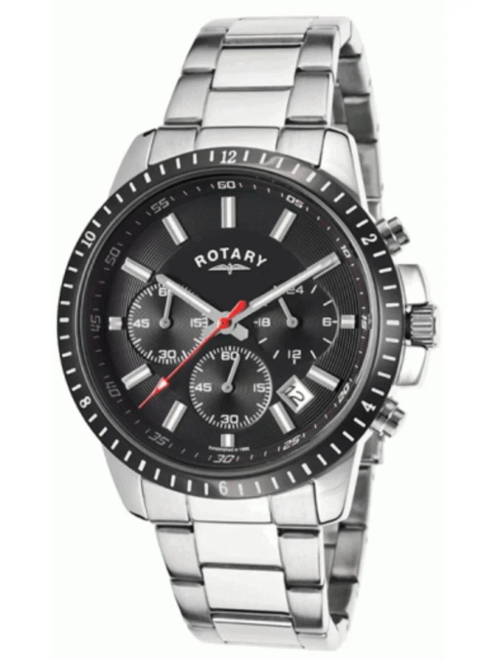 Rotary Chronograph Men's 41mm Black Dial Watch, Brand New with New Battery